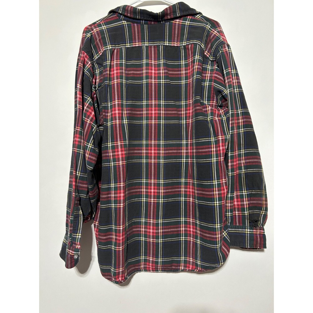 L.L. Bean Men Size XL Long Sleeve Plaid Button Front Made in USA Shirt Damage - Picture 3 of 8